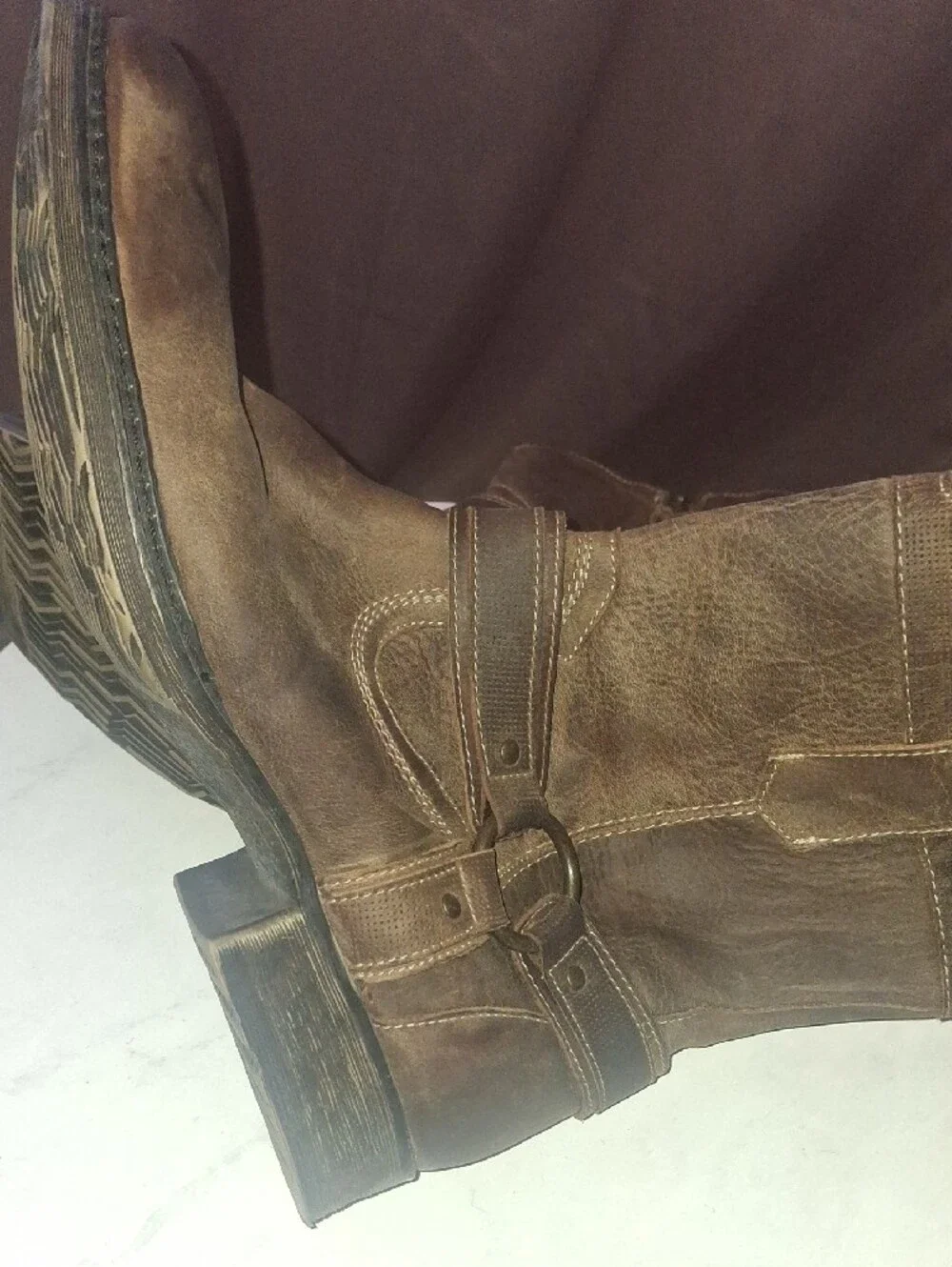 Roans Brown Leather Harness Boots